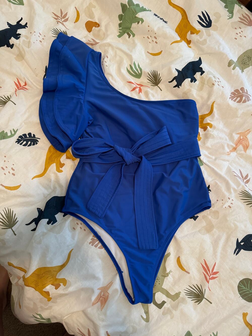 Royal Blue One Ruffle Sleeve One Piece Swimsuit Size XL (06/11/2025)
